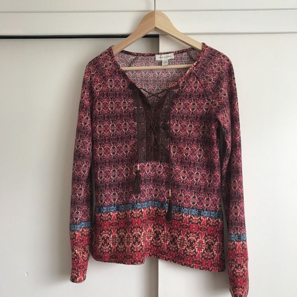 Vintage America Boho Tassel Tie Top